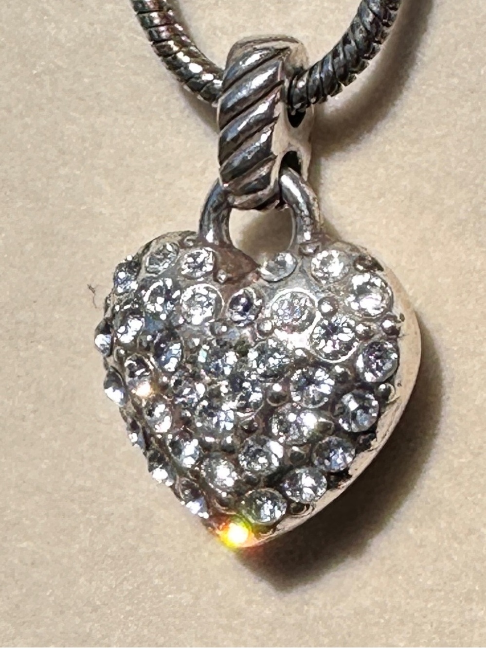 Brighton Crystal Heart Pendant Necklace - Silver Tone